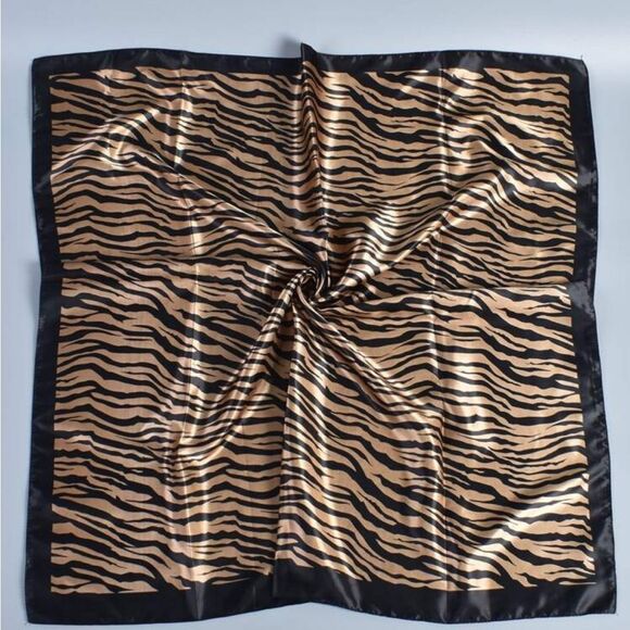 Stylish Zebra Print Satin Scarf - Picture 4 of 6